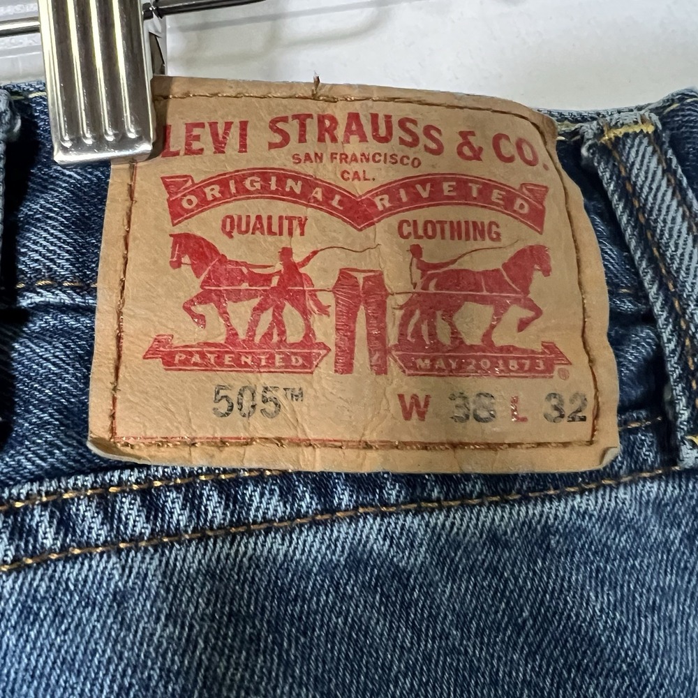 Levi's 505 Regular Fit Straight Leg Jeans Men's 38x32 Medium Wash Stretch Denim - Picture 5 of 9